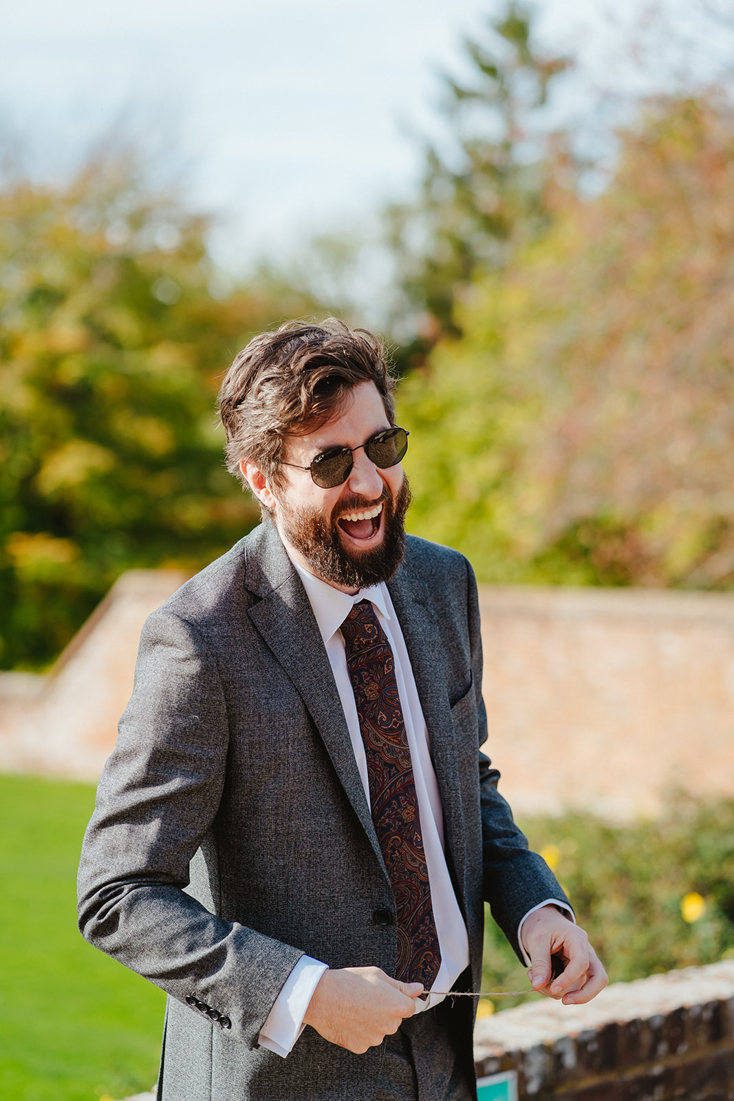 Guest laughing with Sunglasses on Ufton Court