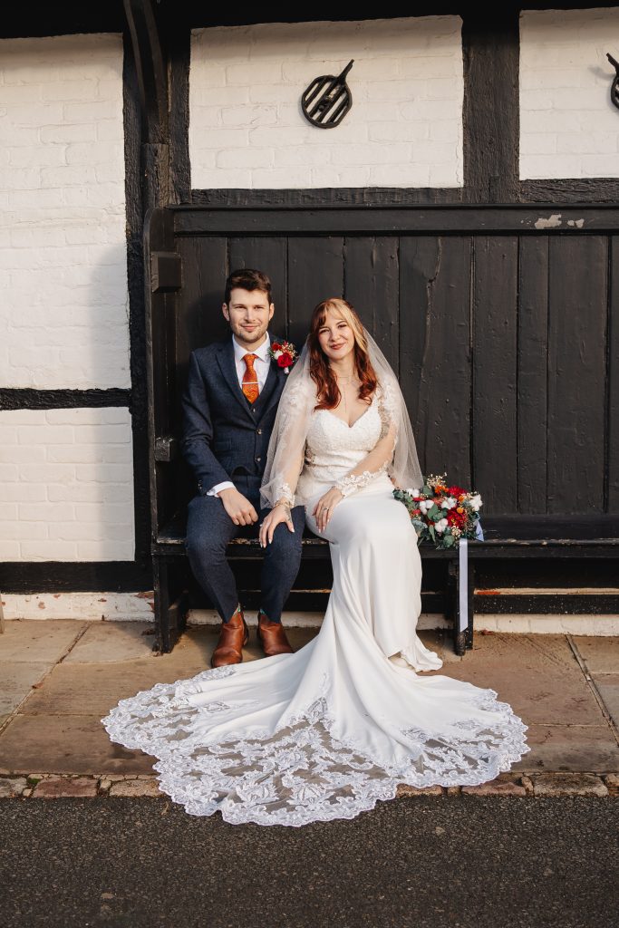 Norwich Wedding - Couple Sitting on a bench